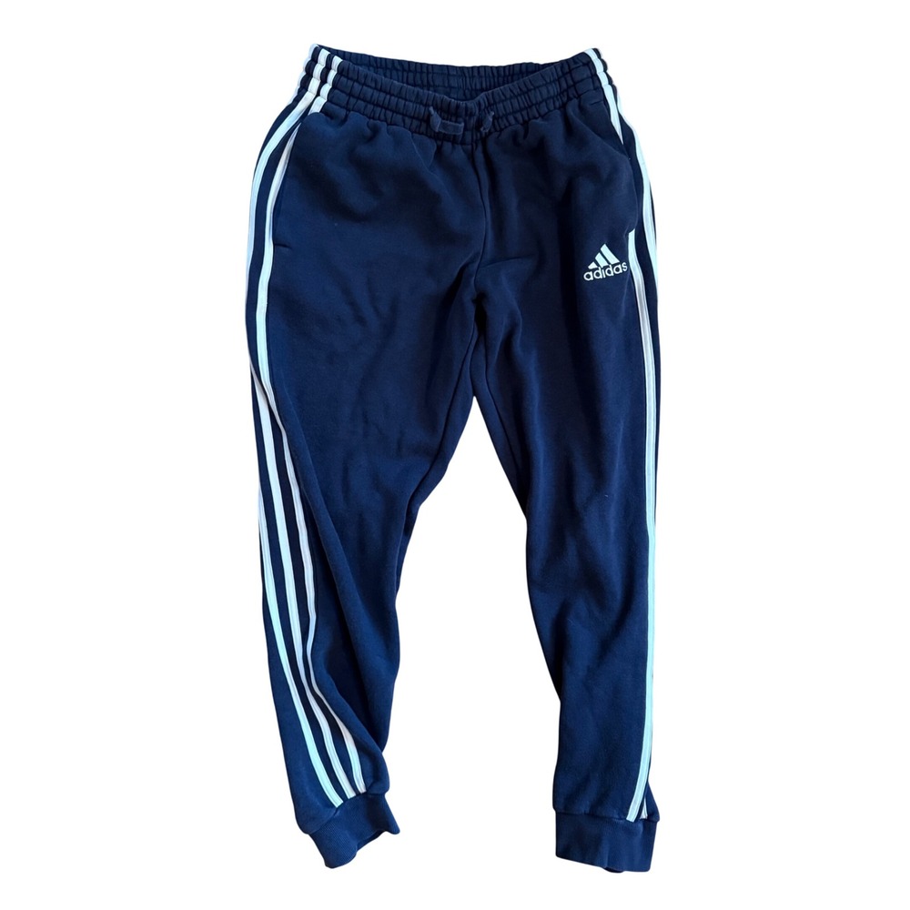 Adidas Navy Blue Three Stripe Joggers Sweatpants Small Gym Lounge Dorm Active